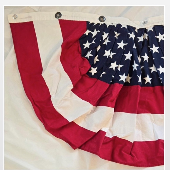 2 American Flag Bunting Pleated Half Fan Banner Décor Set Red White Blue - Picture 5 of 16